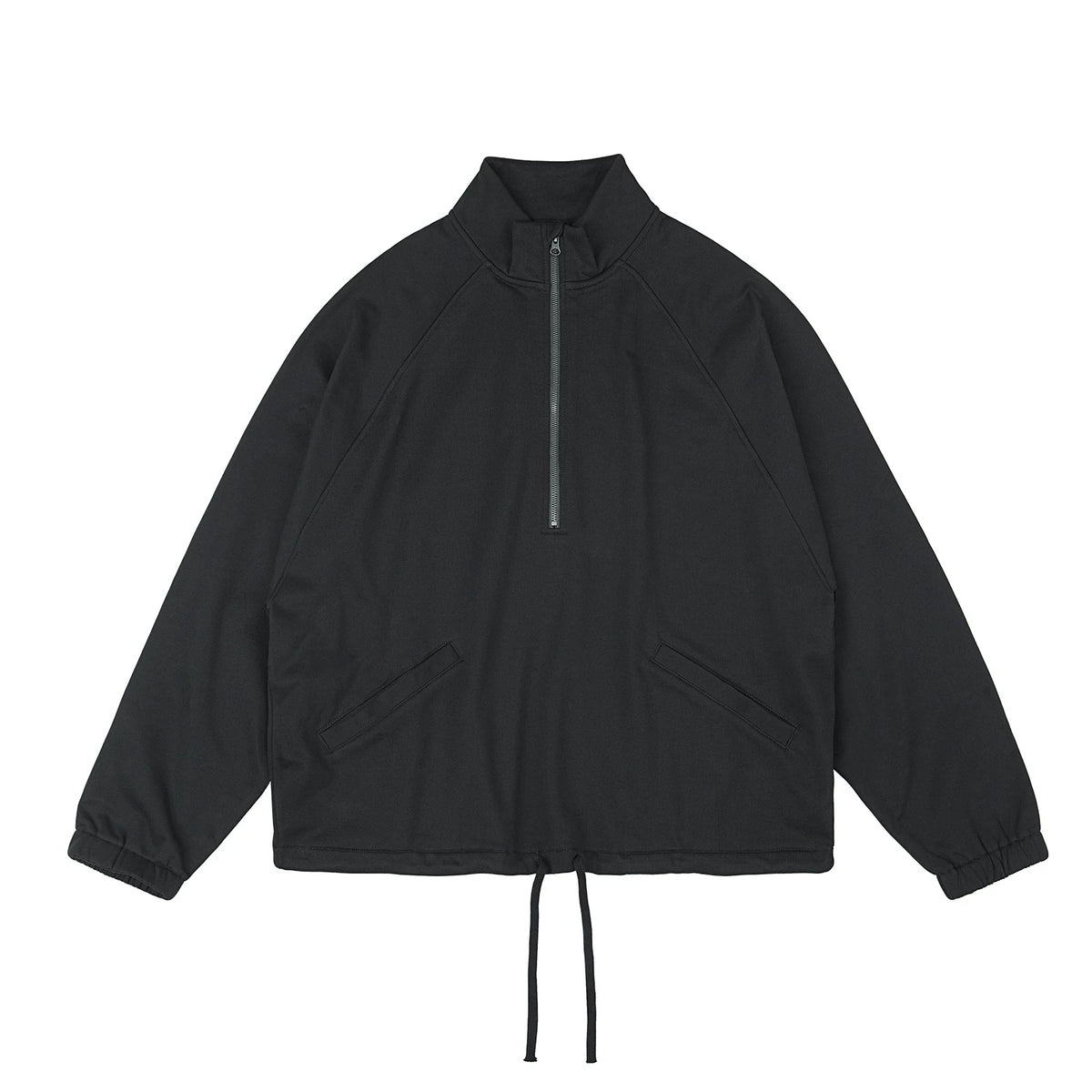 IDLT half zip sweatshirt, black front.
