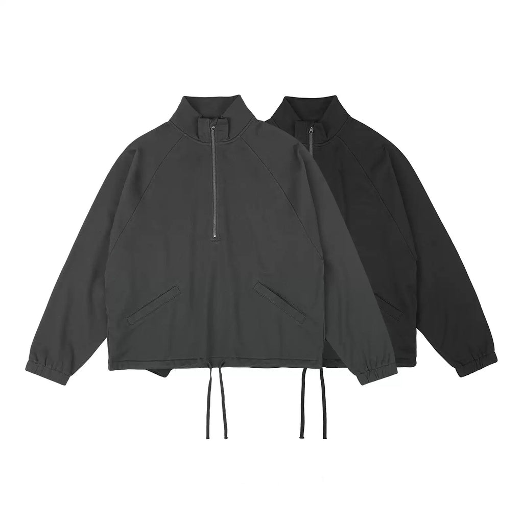 IDLT half zip sweatshirt, black and gray color lineup.