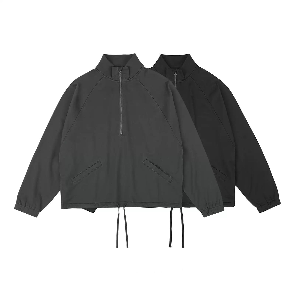 IDLT half zip sweatshirt, black and gray color lineup.