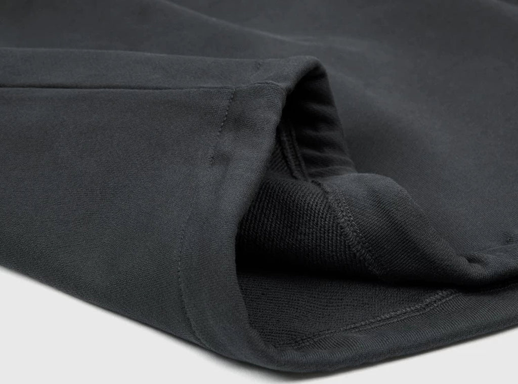 IDLT half zip sweatshirt, dark gray folded hem and inner knit.
