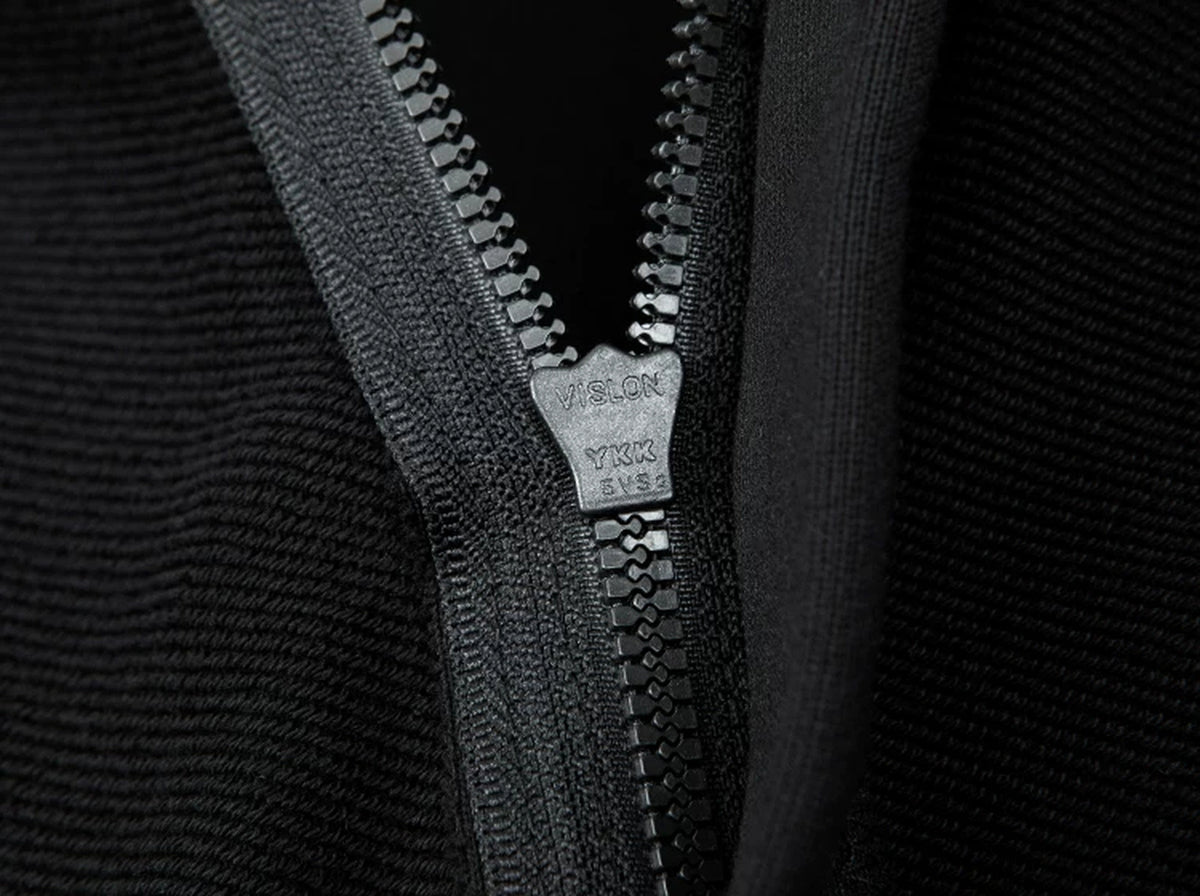 IDLT half zip sweatshirt, black zipper pull.