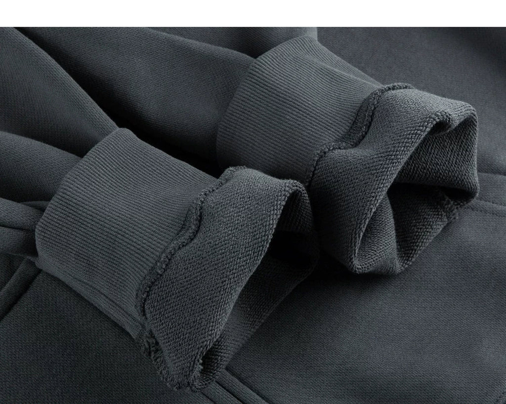 IDLT zip hoodie, blue gray turned cuffs.