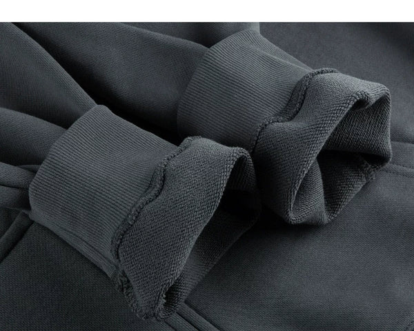 IDLT zip hoodie, blue gray turned cuffs.