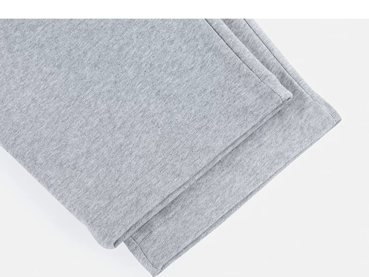 IDLT wide leg sweatpants, heather gray leg hems.