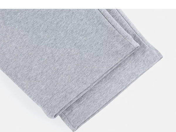 IDLT wide leg sweatpants, heather gray leg hems.