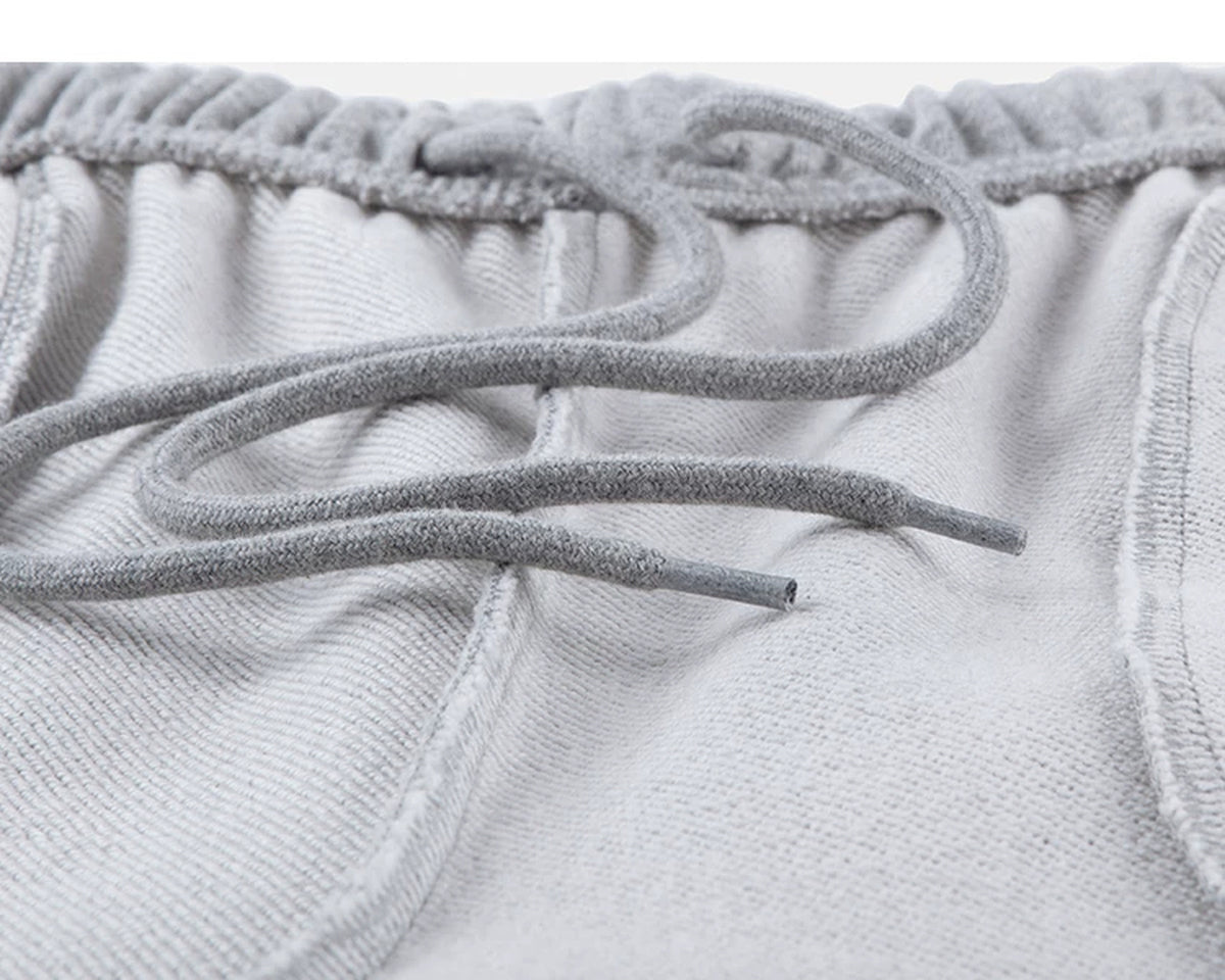 IDLT wide leg sweatpants, heather gray inner drawstring.