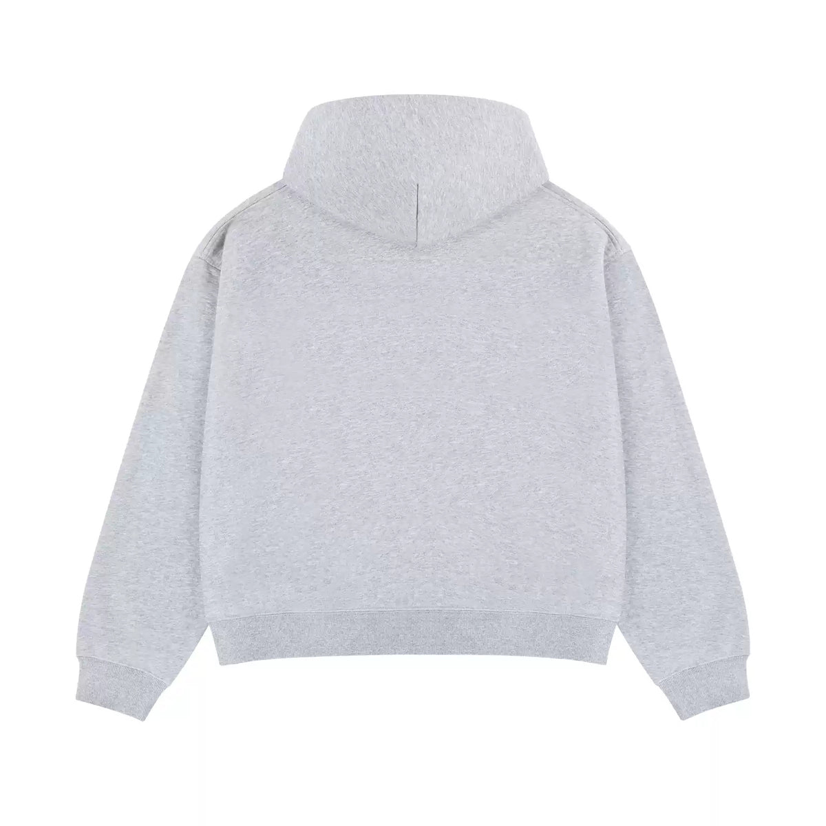 IDLT zip hoodie, heather gray back.