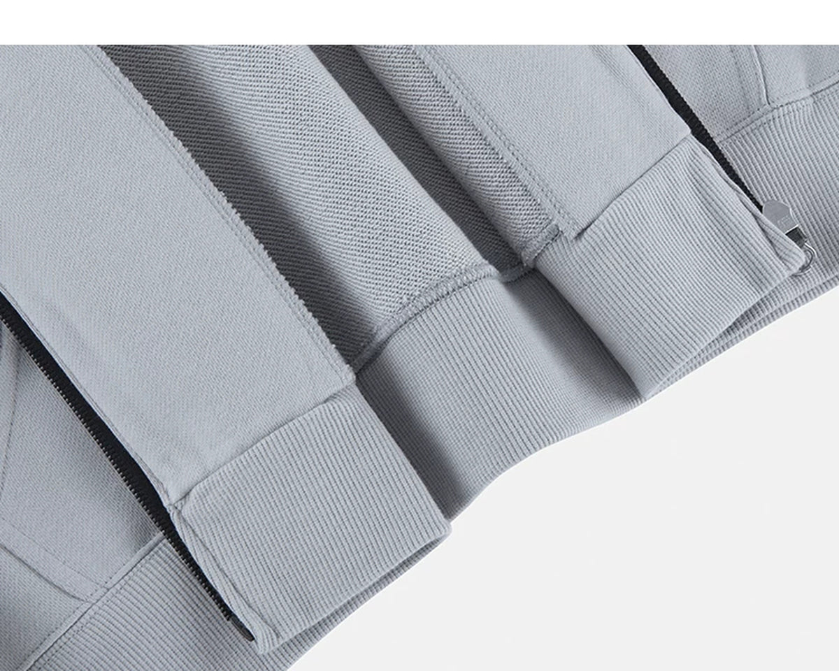 IDLT zip hoodie, light gray inner hem.