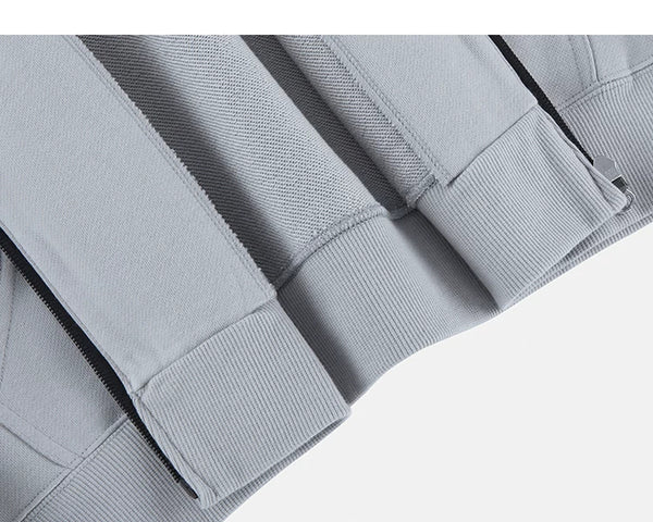 IDLT zip hoodie, light gray inner hem.