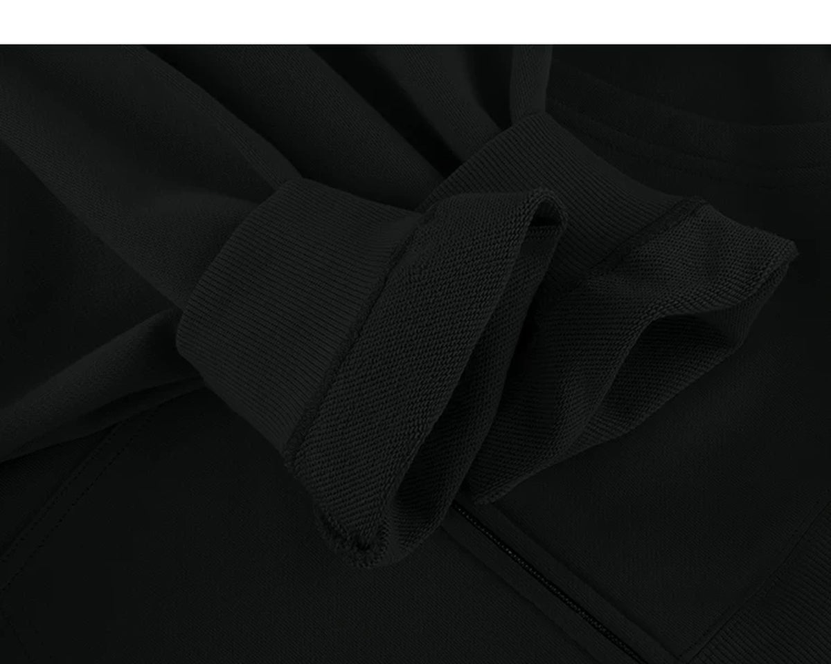 IDLT zip hoodie, black turned cuffs.