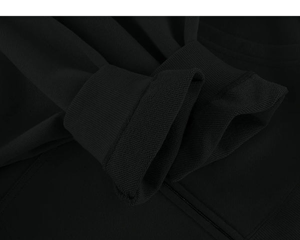 IDLT zip hoodie, black turned cuffs.
