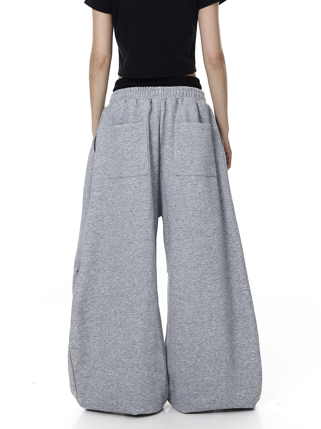 Contrast Patch Embroidered Double Waist Sweatpants