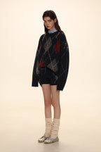 Diamond Pattern Crew Neck Knit Sweater - COPPING THREADS - MOROMORO