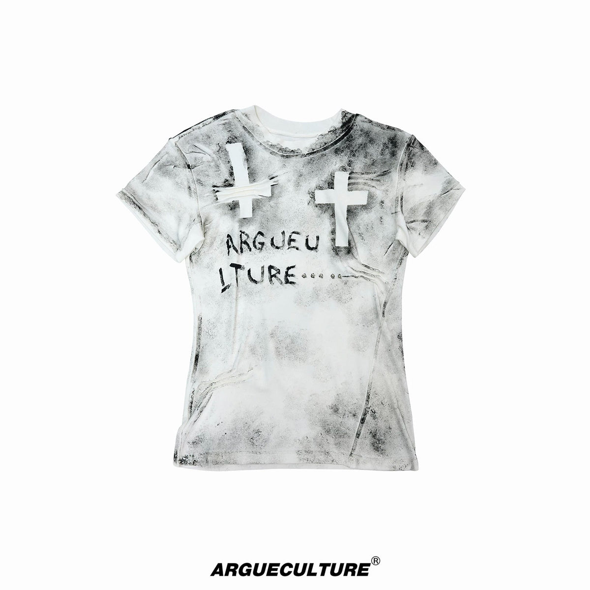 Distressed Cross Studded Fitted T-Shirt - COPPING THREADS - Argue Culture