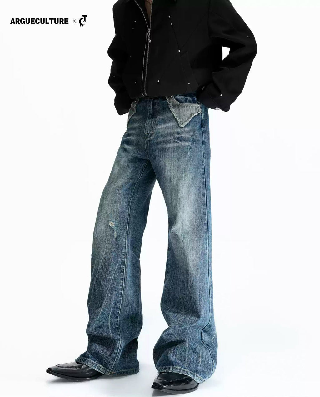 Distressed Flared Jeans - COPPING THREADS - Argue Culture