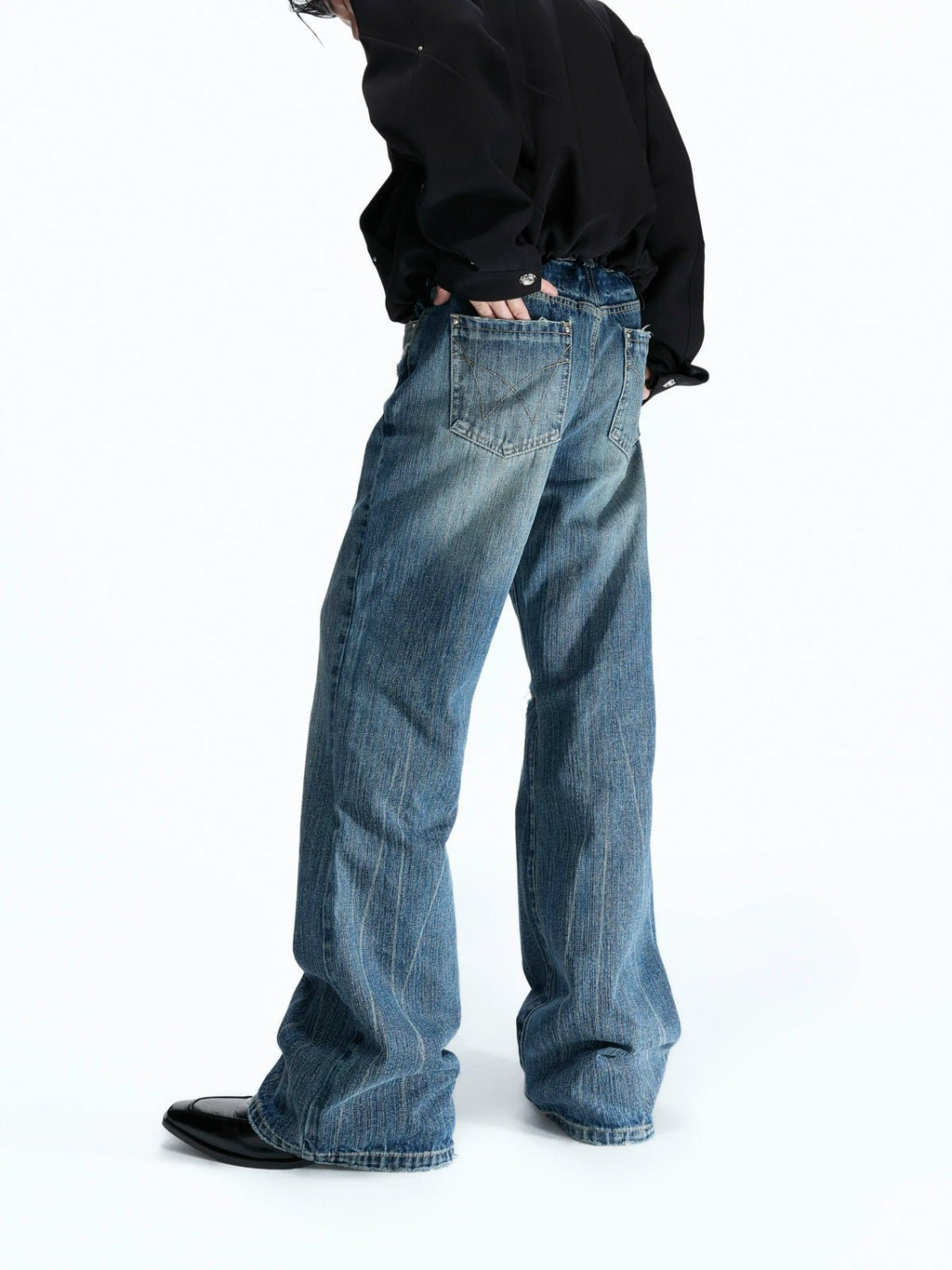 Distressed Flared Jeans - COPPING THREADS - Argue Culture