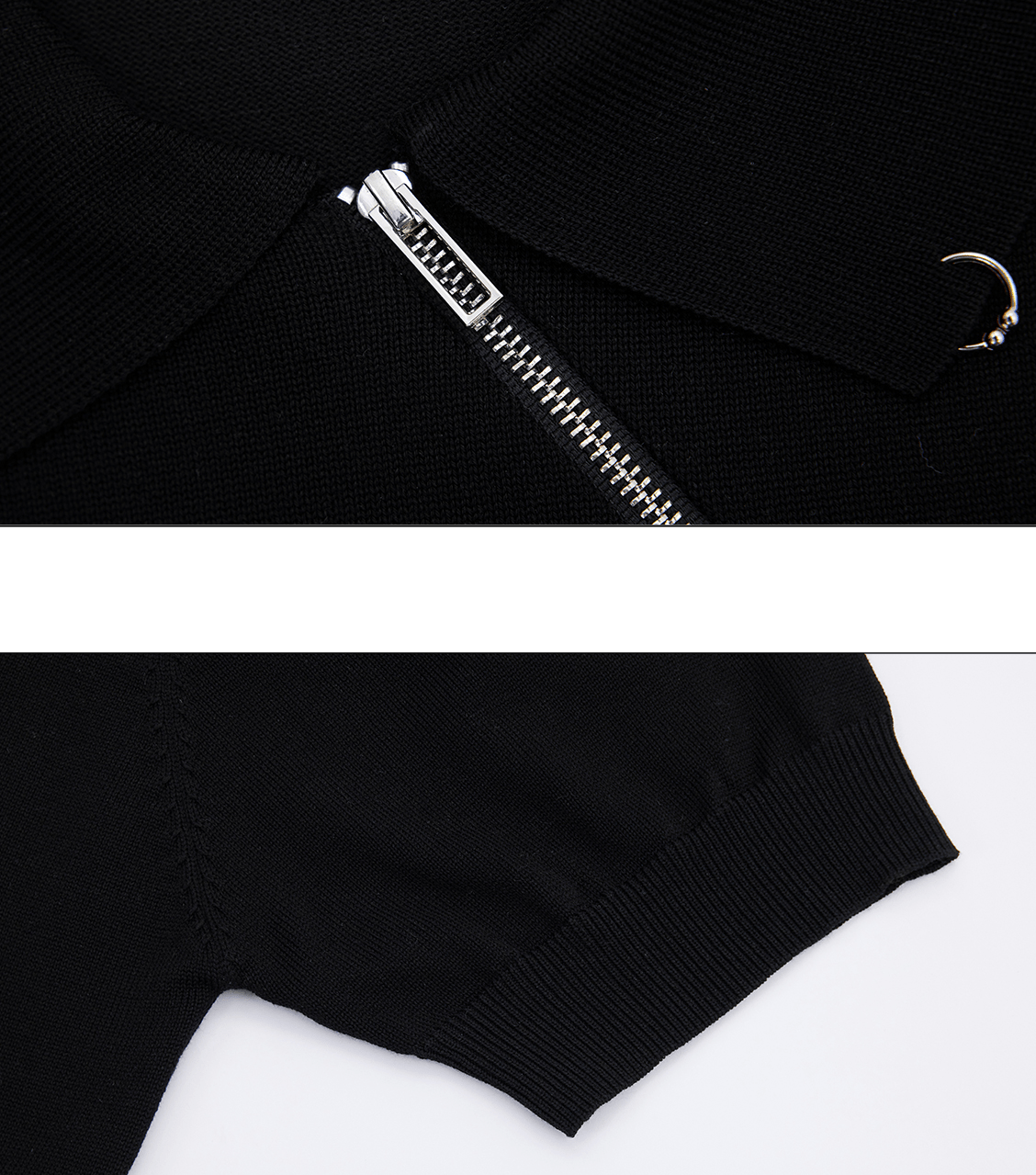 Distressed Hem Zipper Knit Polo Tee - COPPING THREADS - ArguE CulturE