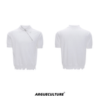 Distressed Hem Zipper Knit Polo Tee - COPPING THREADS - ArguE CulturE