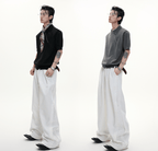 Distressed Hem Zipper Knit Polo Tee - COPPING THREADS - ArguE CulturE