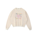 Distressed Multicolor Yarn Bow Print Sweatshirt - COPPING THREADS - MOROMORO