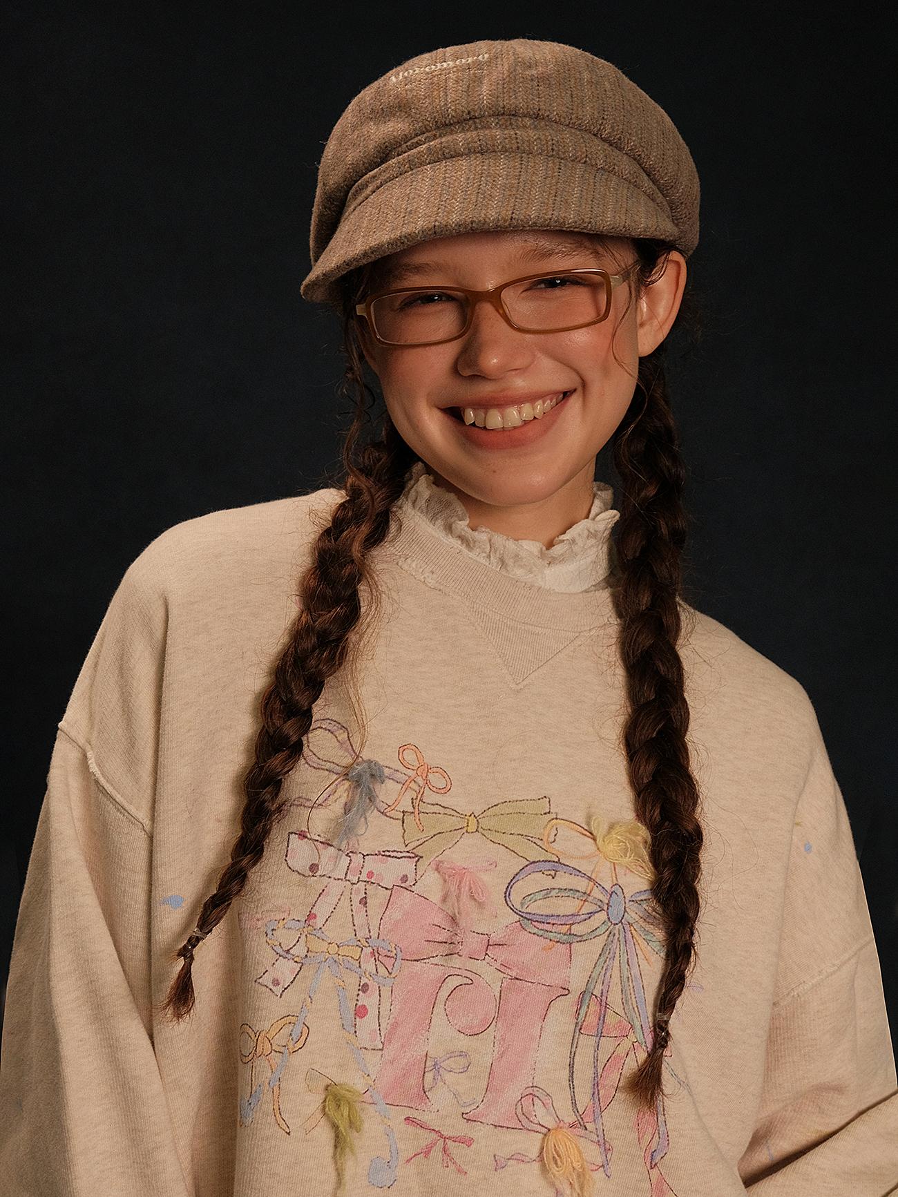 Distressed Multicolor Yarn Bow Print Sweatshirt - COPPING THREADS - MOROMORO