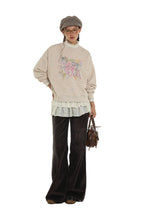 Distressed Multicolor Yarn Bow Print Sweatshirt - COPPING THREADS - MOROMORO