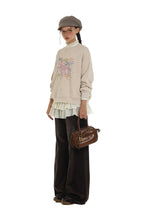 Distressed Multicolor Yarn Bow Print Sweatshirt - COPPING THREADS - MOROMORO