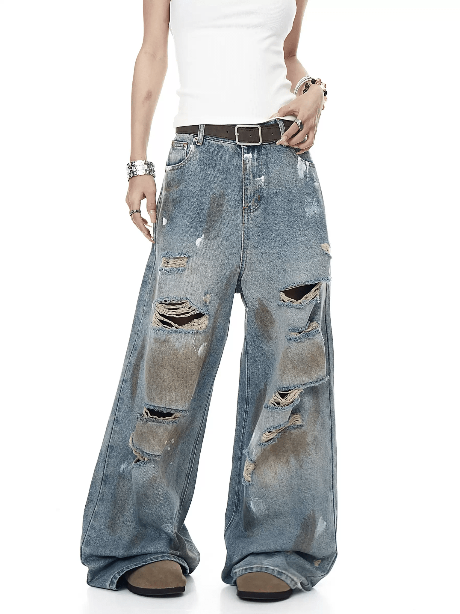 Distressed Paint - Splatter Flared Jeans - COPPING THREADS - CT Select