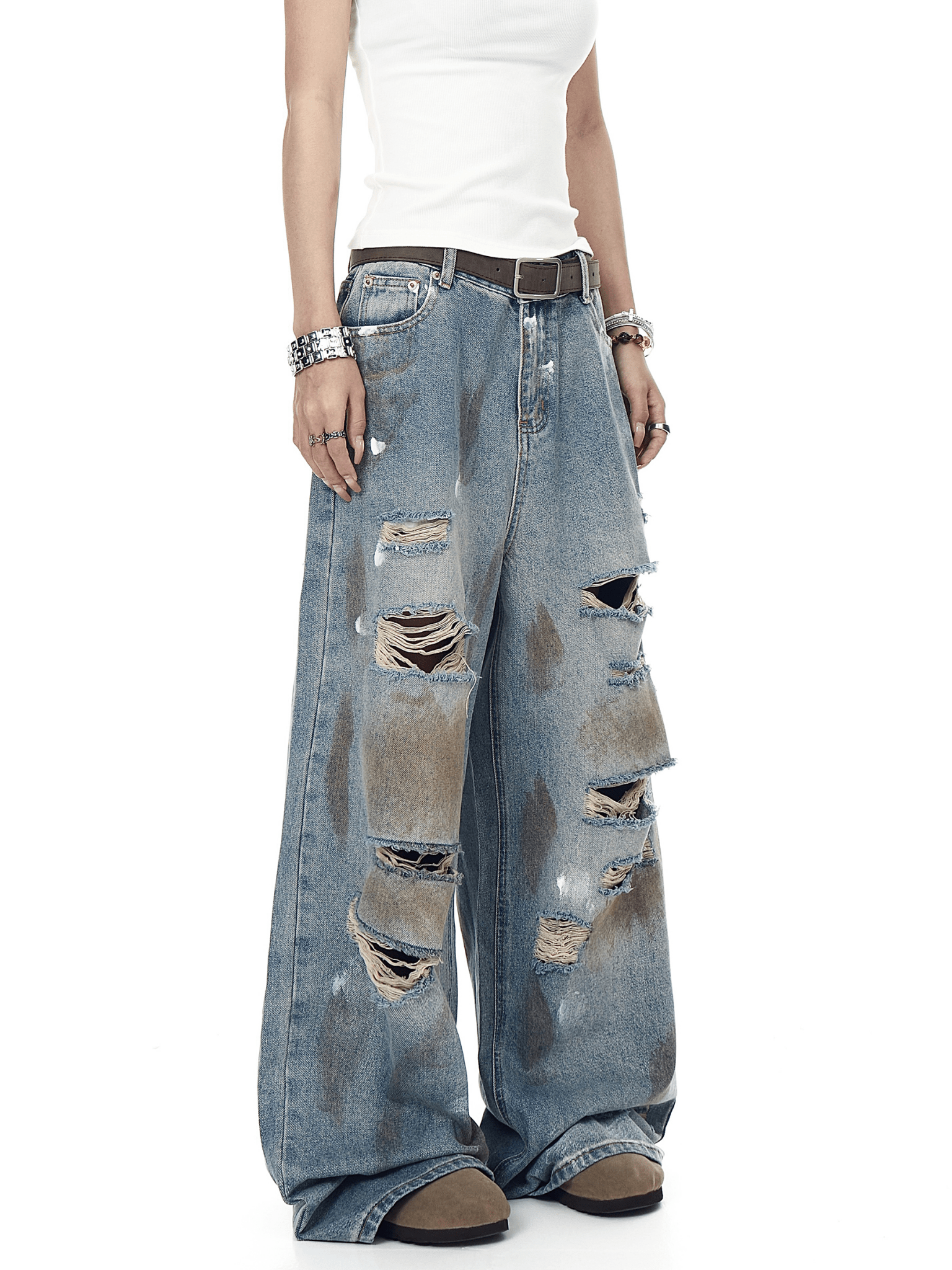 Distressed Paint - Splatter Flared Jeans - COPPING THREADS - CT Select
