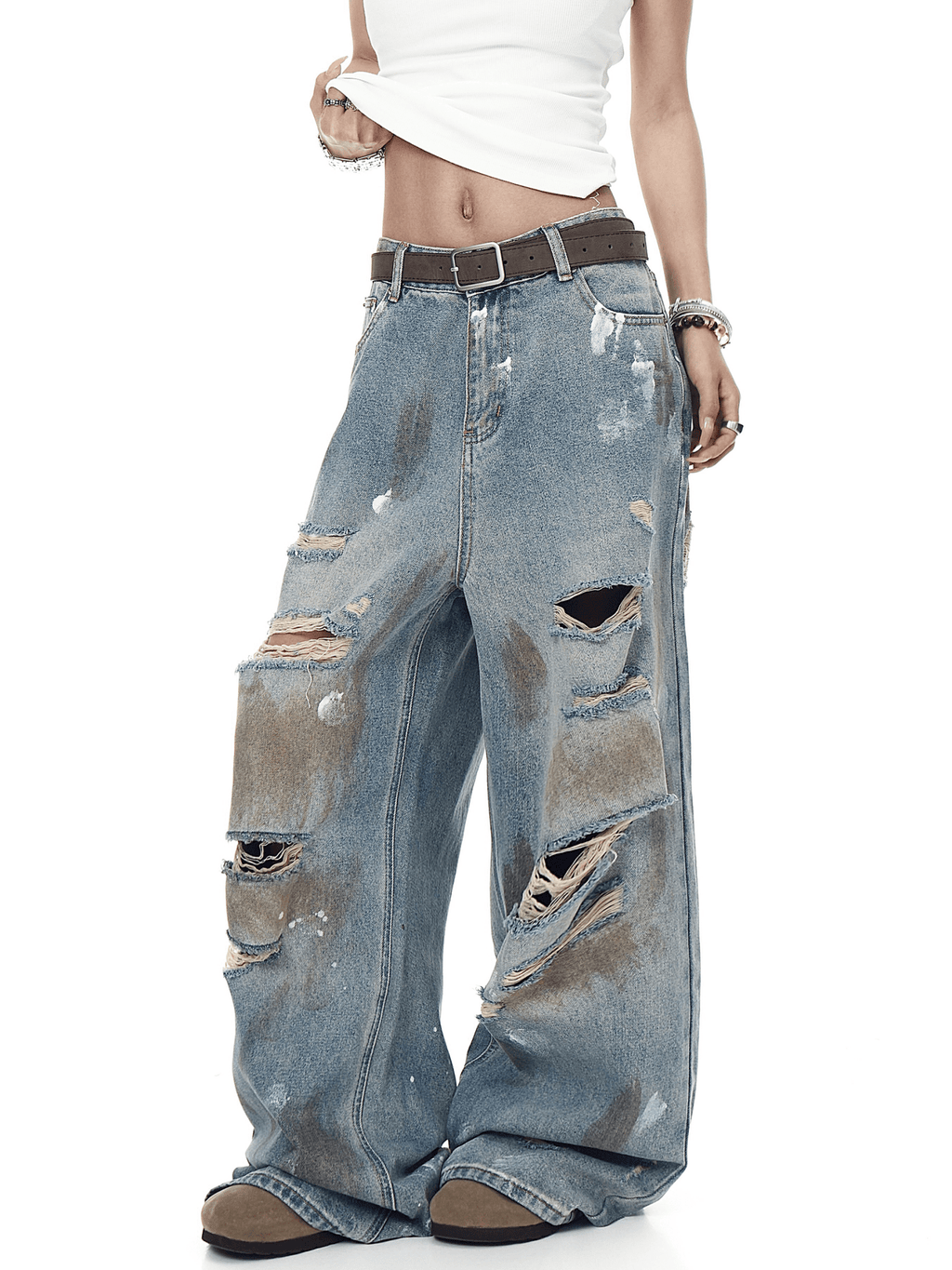 Distressed Paint - Splatter Flared Jeans - COPPING THREADS - CT Select