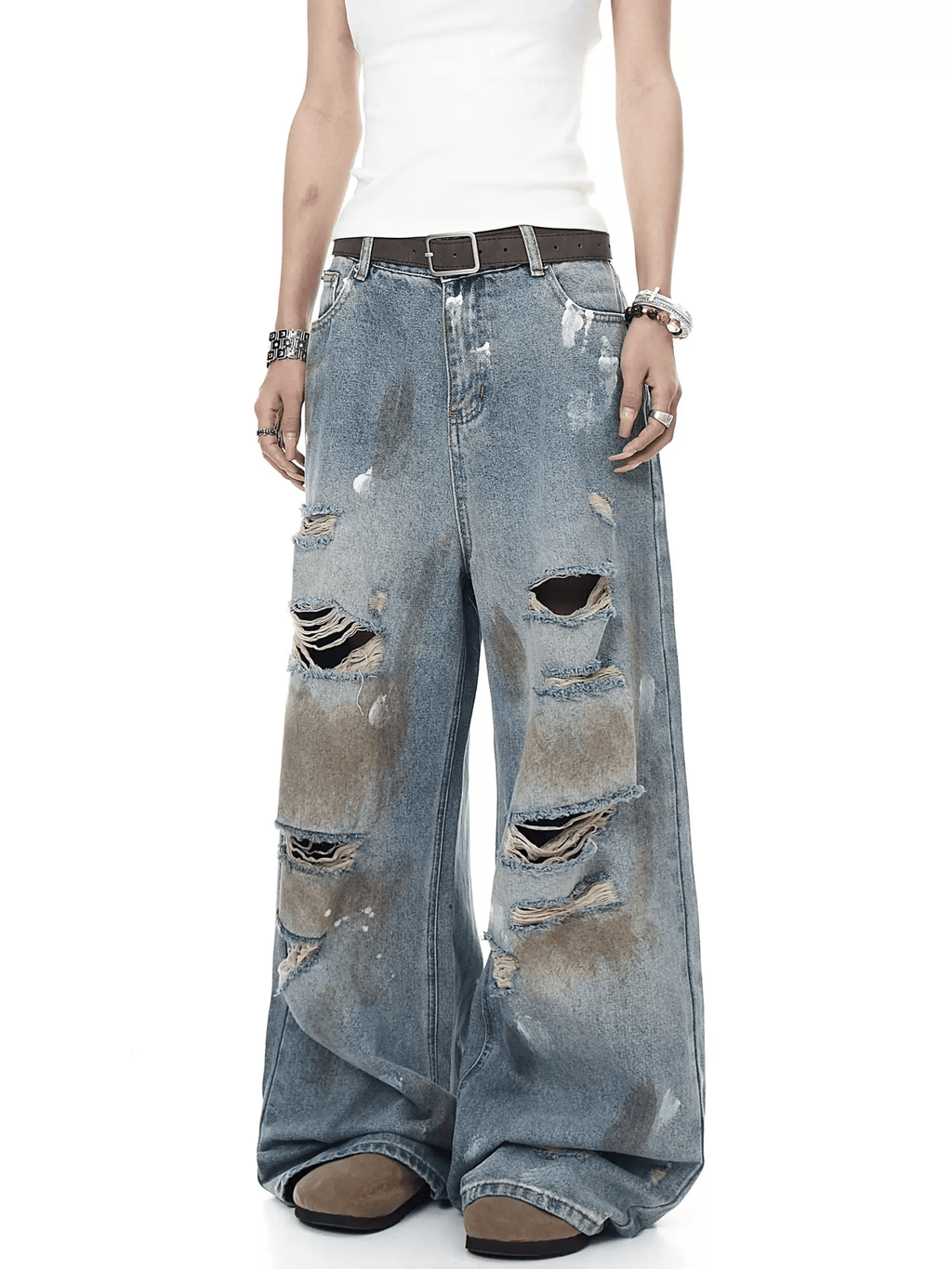 Distressed Paint - Splatter Flared Jeans - COPPING THREADS - CT Select