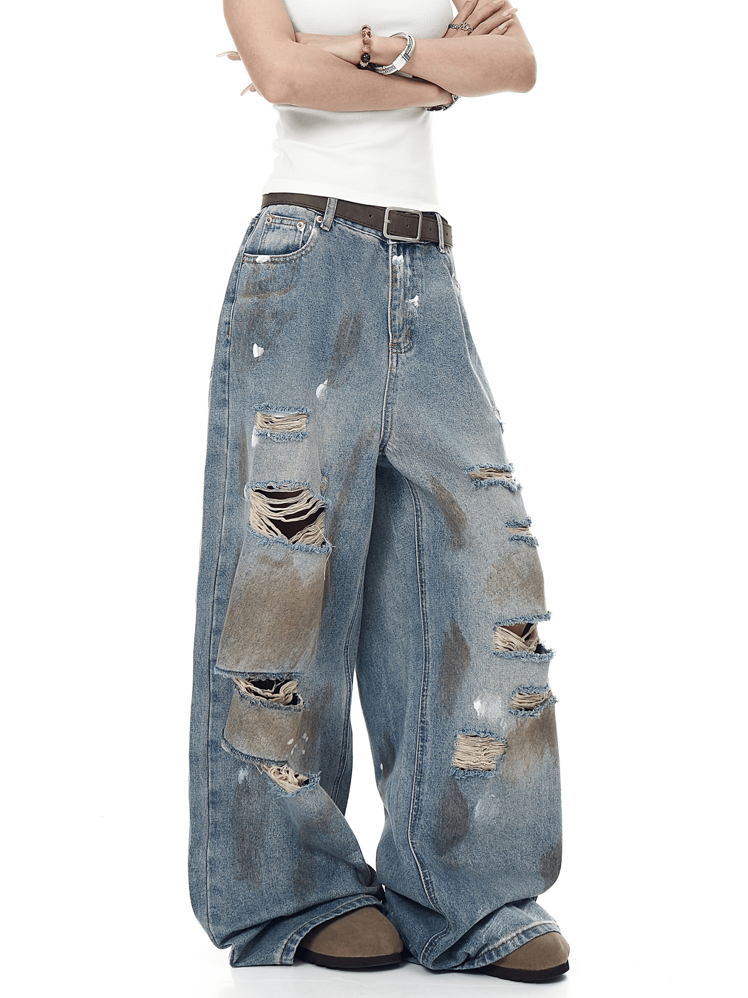 Distressed Paint - Splatter Flared Jeans - COPPING THREADS - CT Select