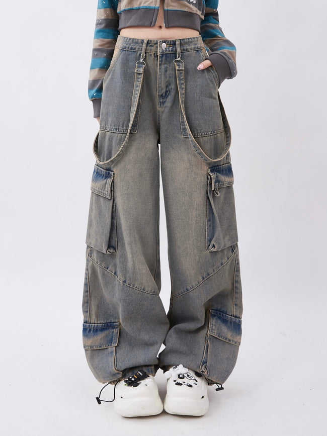Distressed Roomy Pockets Denim - COPPING THREADS - RAYOHOPP Hover Image