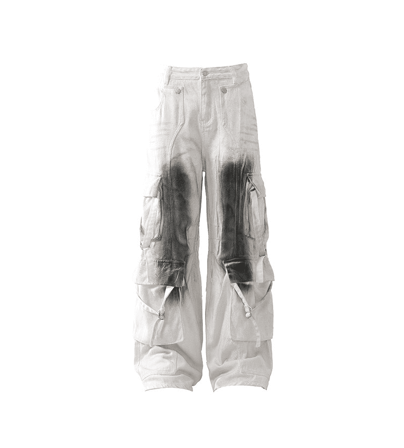Distressed Splatter Stains Cargo Pants - COPPING THREADS - CT Select