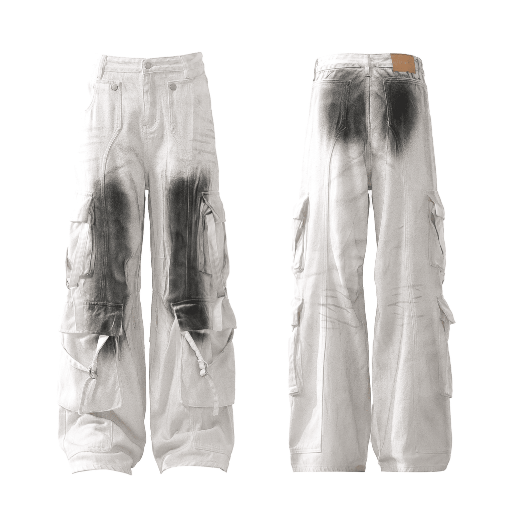 Distressed Splatter Stains Cargo Pants - COPPING THREADS - CT Select