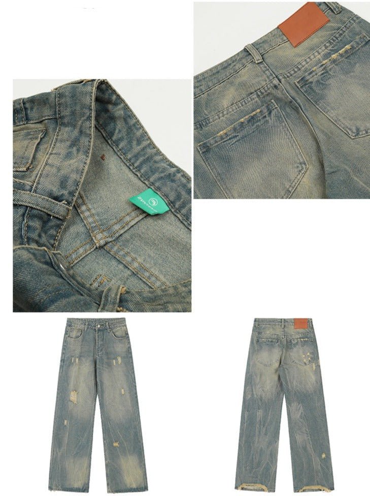 Distressed Straight Denim - COPPING THREADS - RAYOHOPP