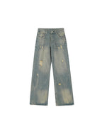 Distressed Straight Denim - COPPING THREADS - RAYOHOPP