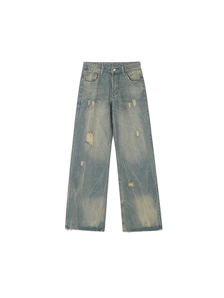 Distressed Straight Denim - COPPING THREADS - RAYOHOPP
