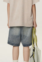 Distressed Straight - Leg Denim Shorts - COPPING THREADS - CATTEE