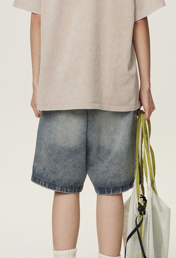 Distressed Straight - Leg Denim Shorts - COPPING THREADS - CATTEE