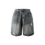Distressed Straight - Leg Denim Shorts - COPPING THREADS - CATTEE