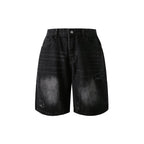 Distressed Straight - Leg Denim Shorts - COPPING THREADS - CATTEE