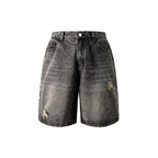 Distressed Straight - Leg Denim Shorts - COPPING THREADS - CATTEE