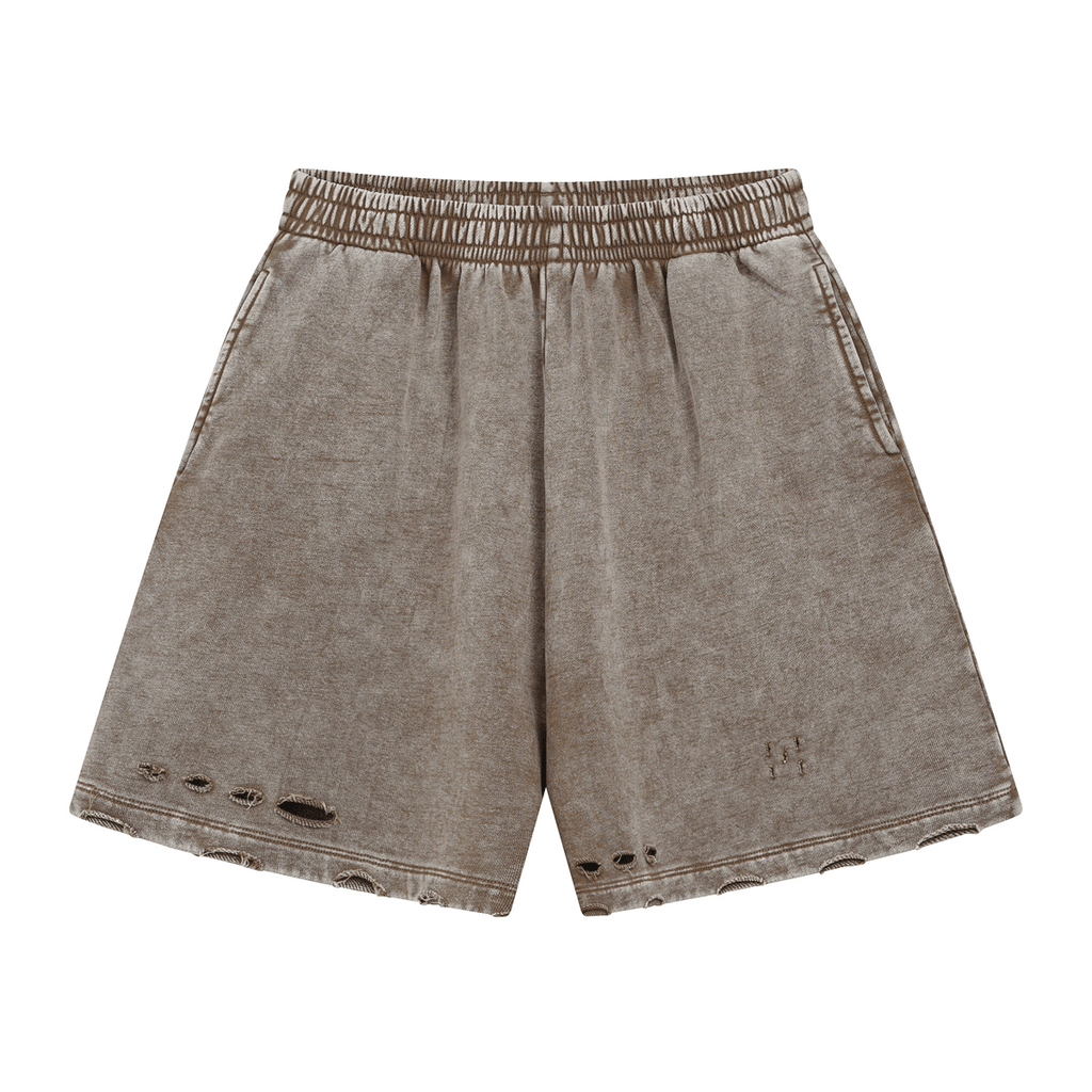 Distressed Wax - Dyed Heavyweight Cotton Shorts - COPPING THREADS - CT Basics