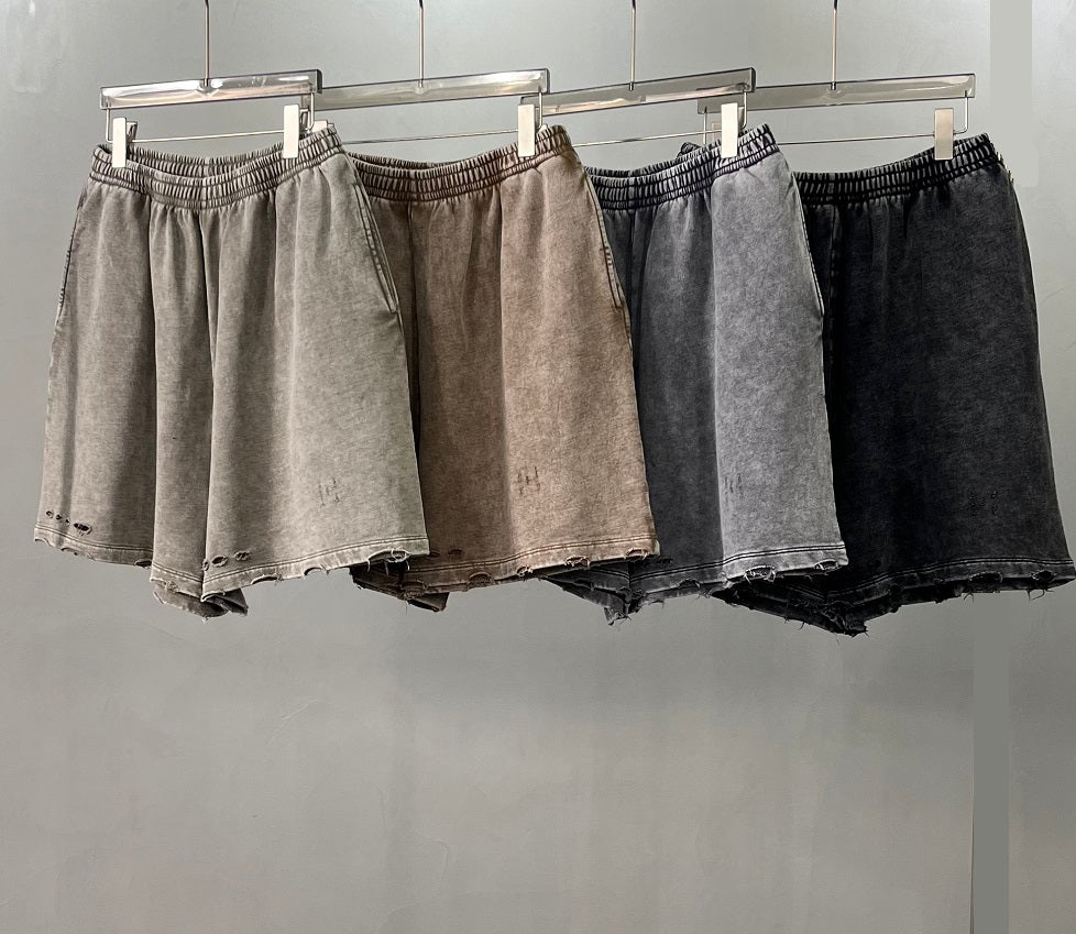 Distressed Wax - Dyed Heavyweight Cotton Shorts - COPPING THREADS - CT Basics