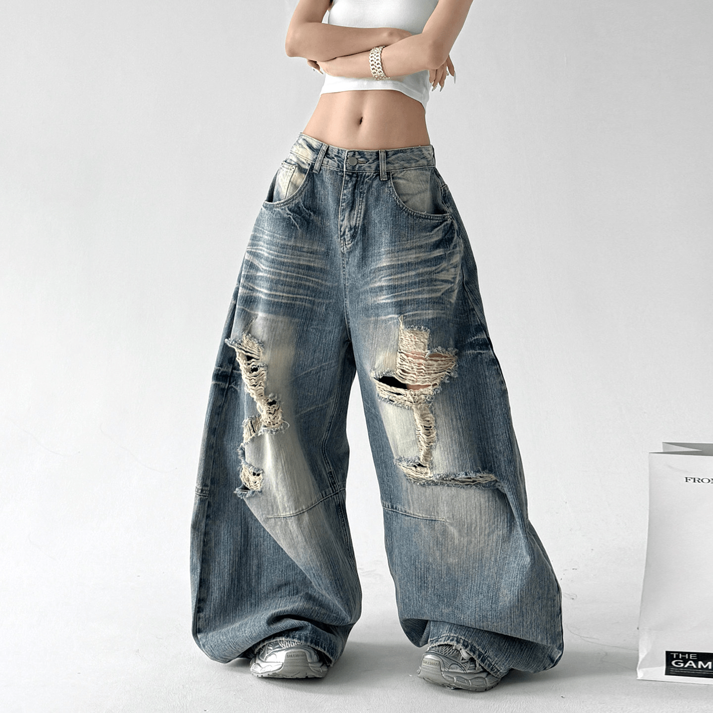 Distressed Wide - Leg Drag Jeans – CT55203 - COPPING THREADS - CT Select Main image