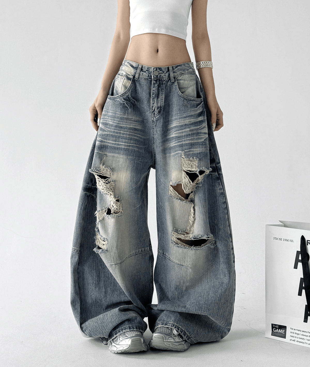 Distressed Wide - Leg Drag Jeans – CT55203 - COPPING THREADS - CT Select Main image