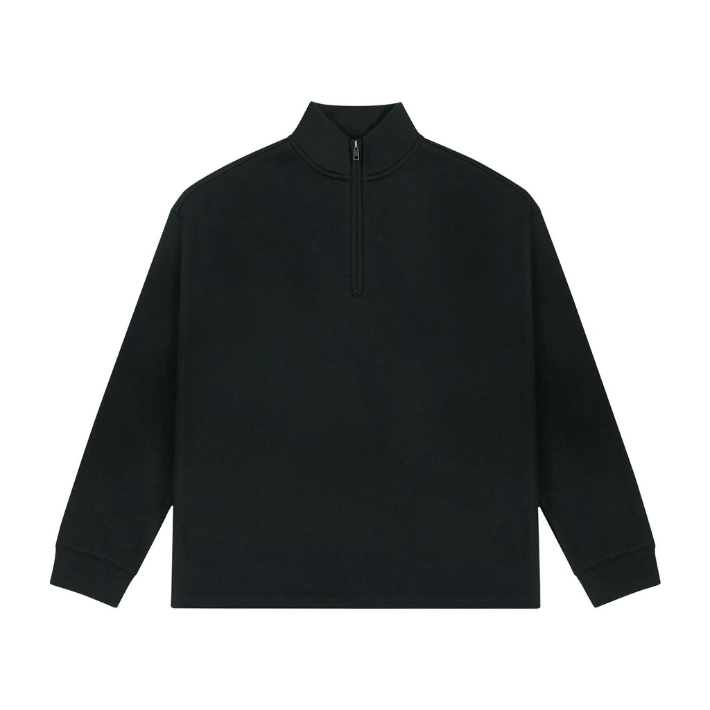 IDLT half zip sweatshirt, black front.