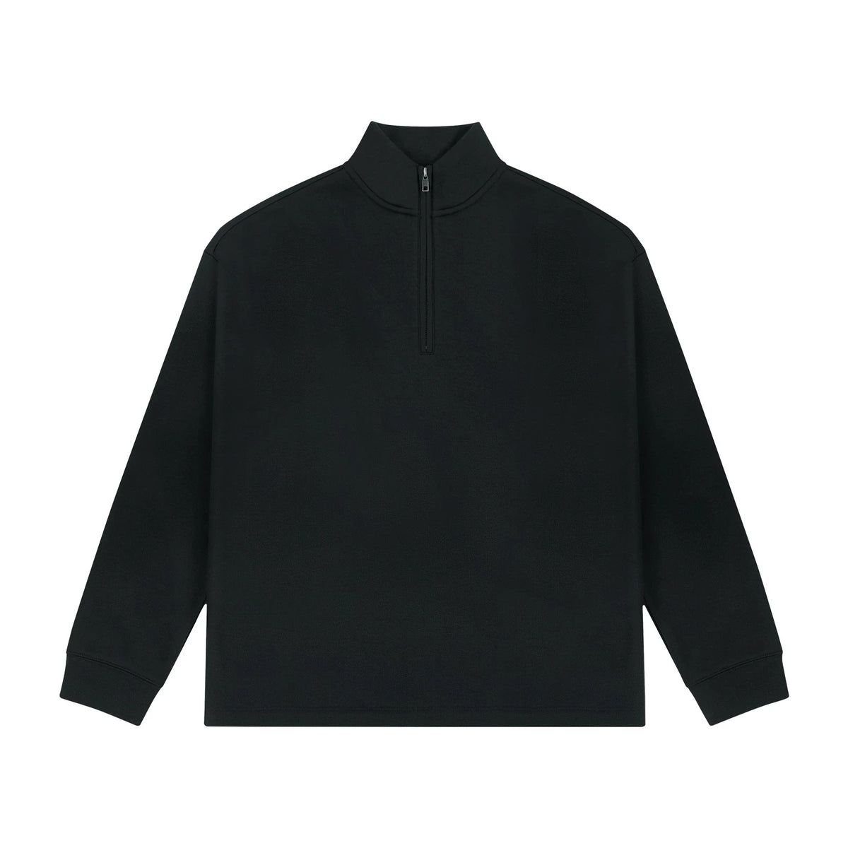 IDLT half zip sweatshirt, black front.