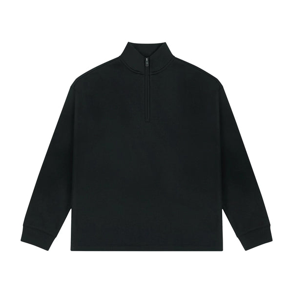 IDLT half zip sweatshirt, black front.